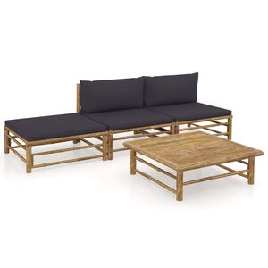 vidaXL Garden Lounge Set Dark Grey, Bamboo Bamboo Medium Modular