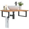 vidaXL Basin Shelf Beech Wood, Black Solid Beech Wood, Lacquered, Steel
