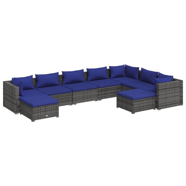 vidaXL Garden Lounge Set Grey, Dark Blue
