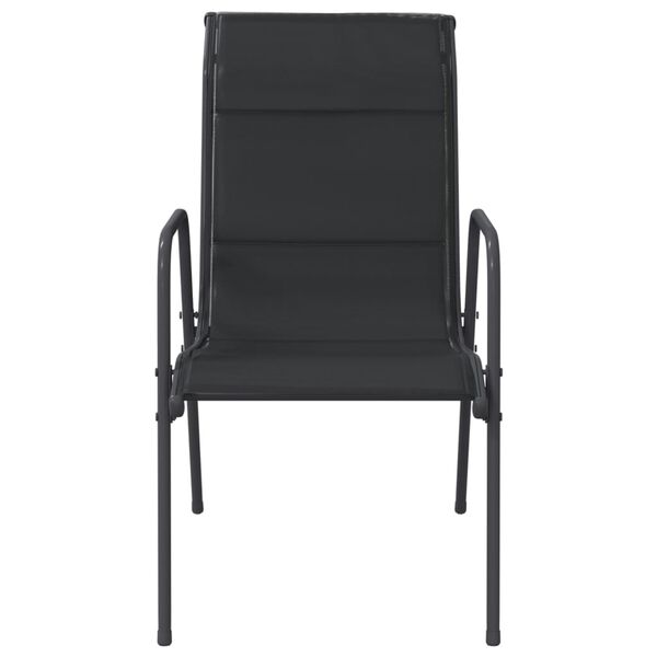 vidaXL Garden Chair Set of 4 Black and Anthracite Powder-Coated Steel
