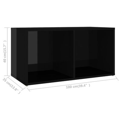 vidaXL TV Cabinet High Gloss Black 28.3"x14"x14.4" Chipboard