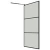 vidaXL Walk-in Shower Wall with Shelf Black 45.3"x76.8" ESG Glass&Aluminum