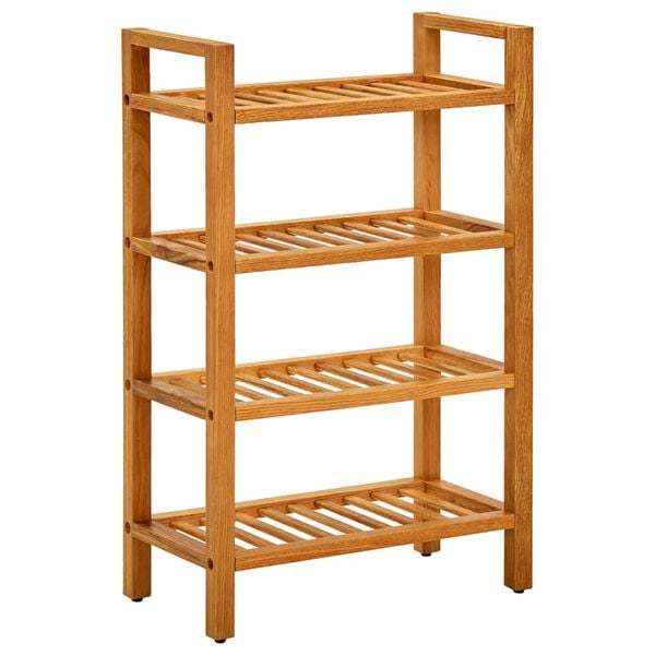 vidaXL Shoe Rack Natural Oak Solid Oak Wood Compact Shoe Rack