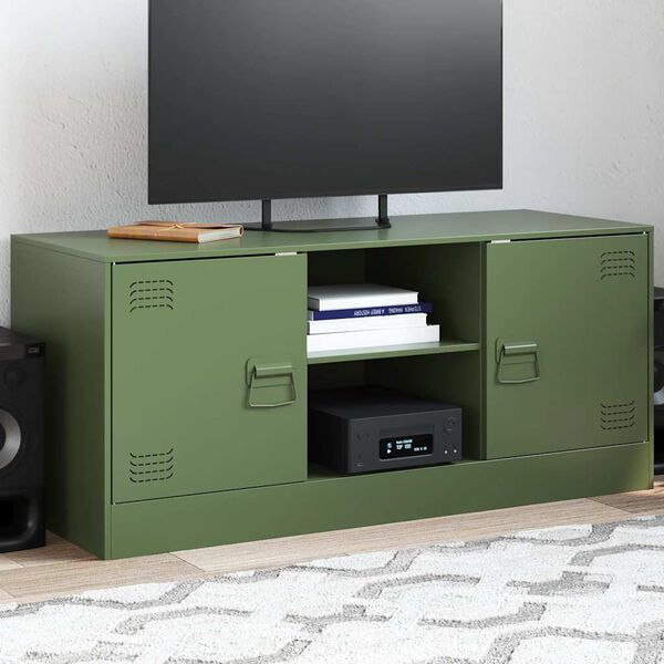 vidaXL TV Cabinet Olive Green Cold-rolled steel Medium TV Cabinet