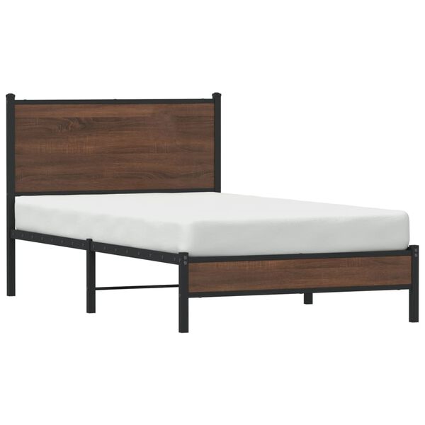 vidaXL Bed Frame Brown oak Steel, engineered wood King Single Bed Frame