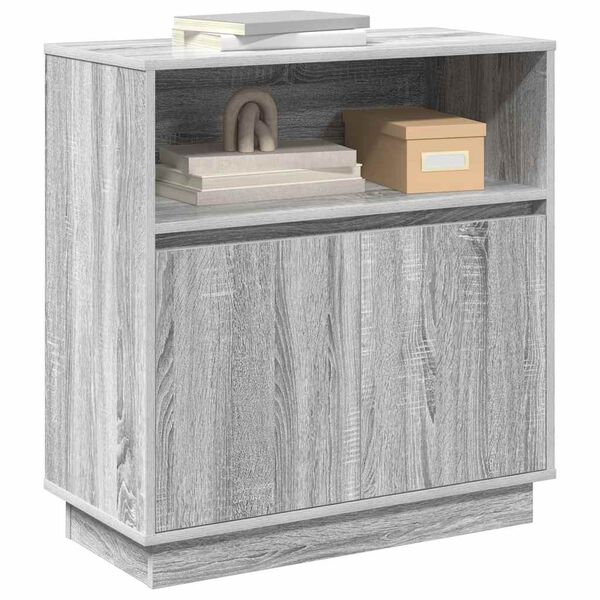 vidaXL LED Sideboard Grey Sonoma 27.95 x 13.58 x 29.53 in