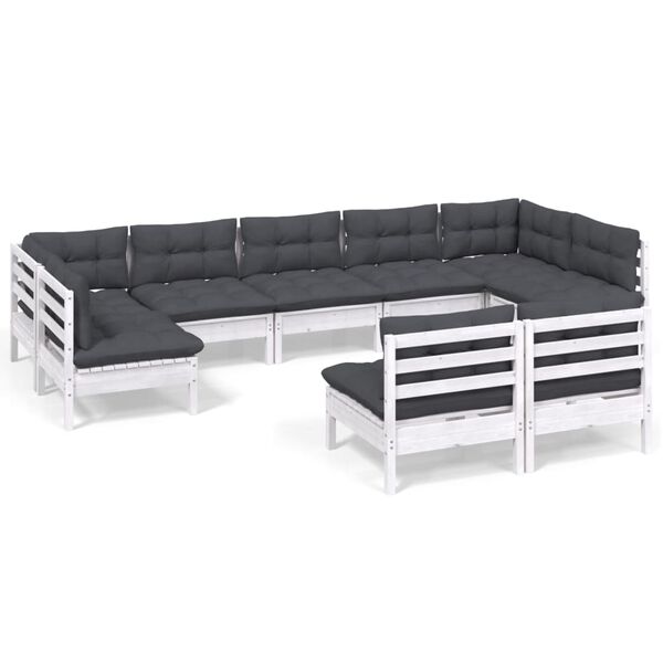 vidaXL Garden Lounge Set White, Anthracite