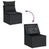 vidaXL Garden Sofa Set Black Poly Rattan, Powder-Coated Steel, Fabric
