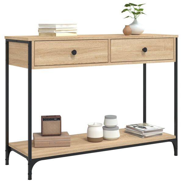 vidaXL Console Table Sonoma Oak Engineered Wood Narrow Adjustable Feet