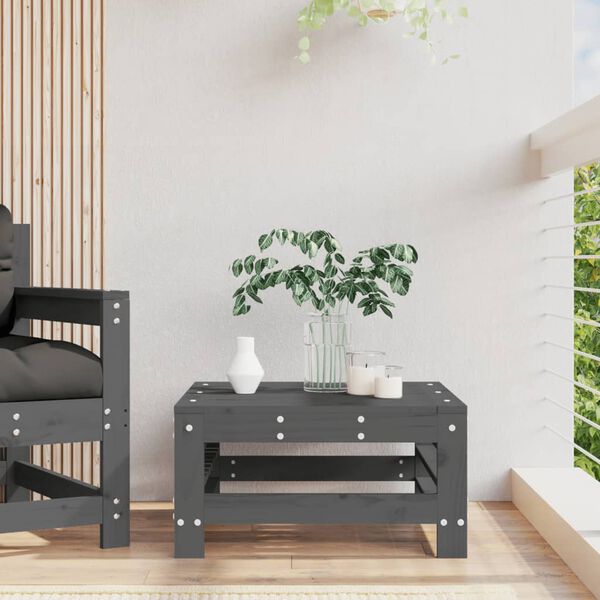 vidaXL Garden Footstool Grey Solid pine wood Standard Modular