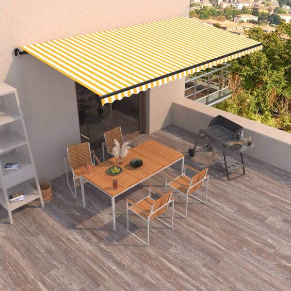 vidaXL Retractable Awning Yellow and White
