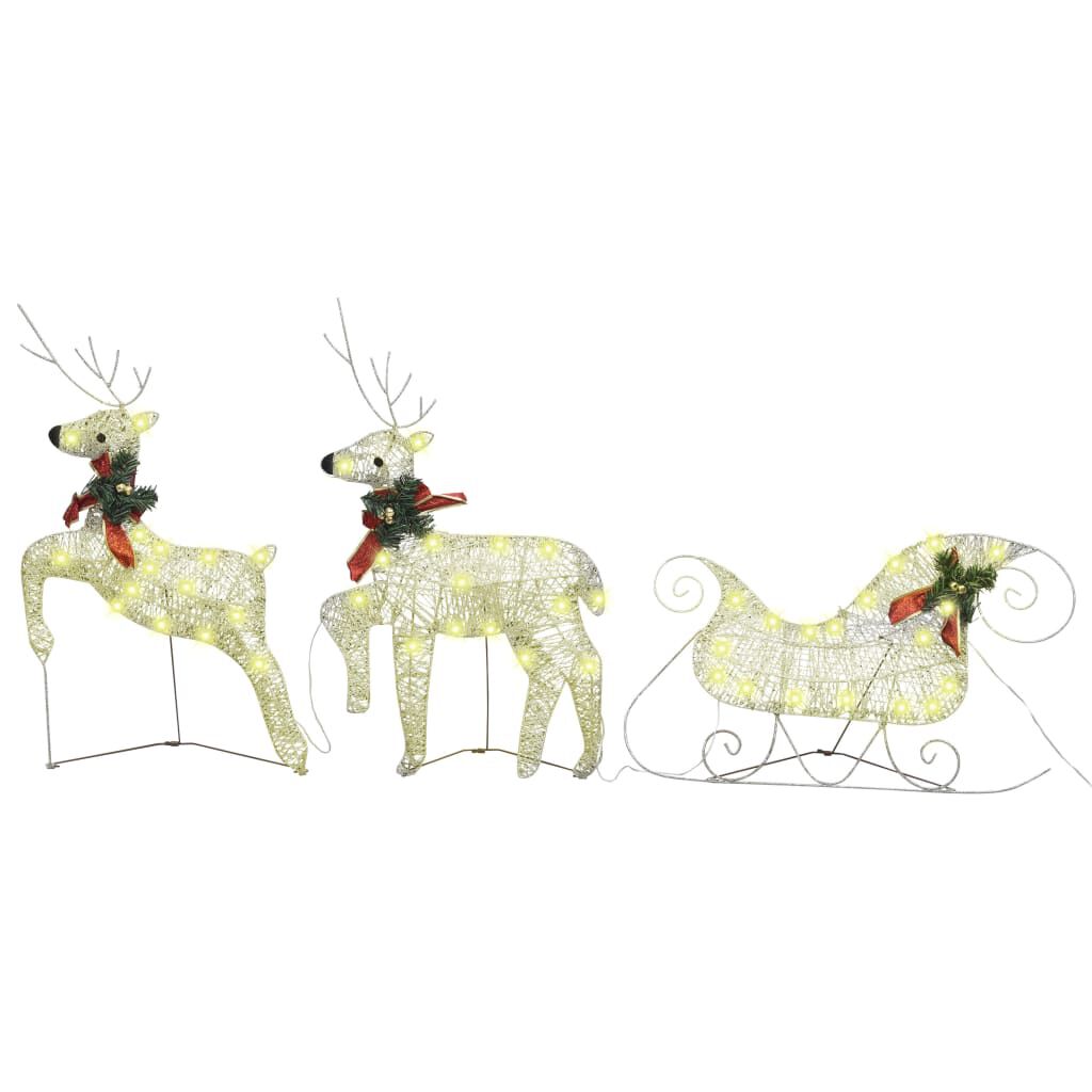 Christmas Reindeer With Sleigh 60" Outdoor Lighted Holiday Decor NEW 
