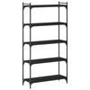 vidaXL Bookcase Black Engineered wood 5-Tier Adjustable Feet