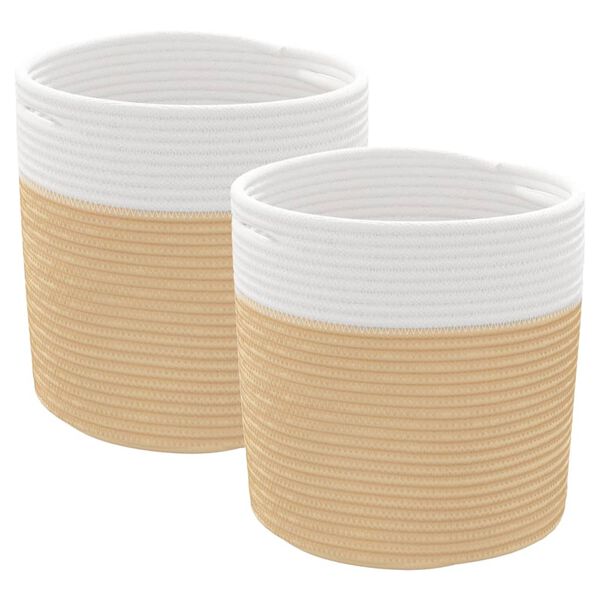 vidaXL Storage Basket Beige and White 100% Cotton 11.0 x 11.0 in
