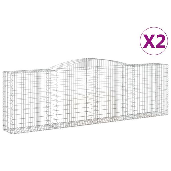 vidaXL Gabion Basket Set of 2 Silver Galvanized Iron Large