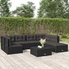 vidaXL 7 Piece Patio Lounge Set with Cushions Black Poly Rattan