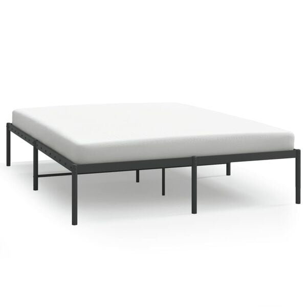 vidaXL Bed Frame Black Powder-Coated Steel Full Bed Frame Rectangular