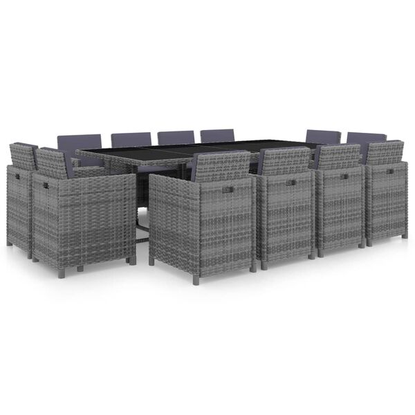 vidaXL Outdoor Dining Set Anthracite Poly Rattan Large Removable Covers