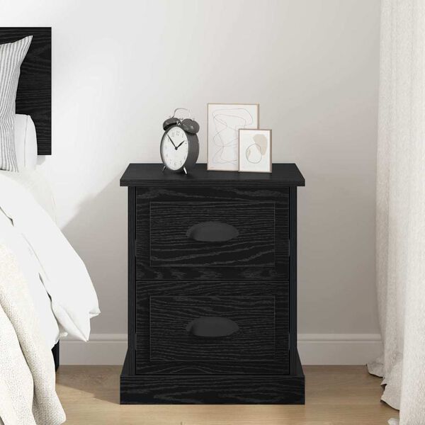 vidaXL Bedside Cabinet Black Oak 39 x 39 x 47.5 cm Engineered Wood