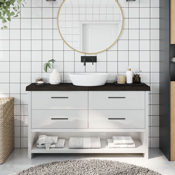 vidaXL Bathroom Countertop Dark Brown 47.2 x 11.8 x (0.8-2.4) " Treated Solid Wood