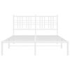 vidaXL Bed Frame White Powder-Coated Steel Double Bed Frame