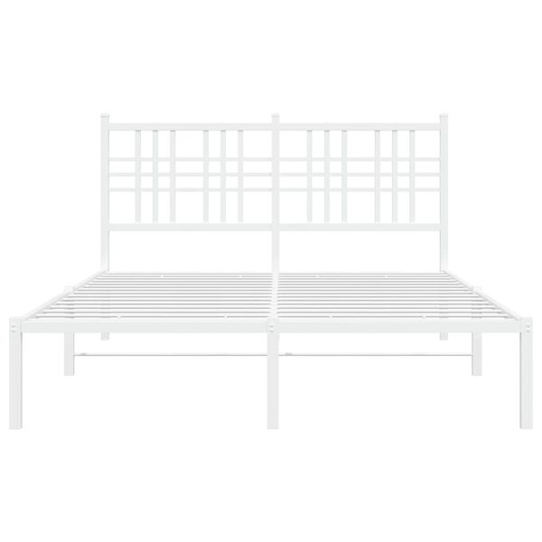 vidaXL Bed Frame White Powder-Coated Steel Double Bed Frame