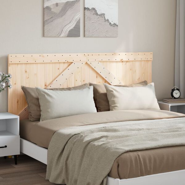 vidaXL Headboard Natural Pine Solid Pine Wood Double Headboard