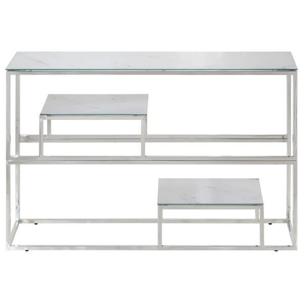 vidaXL Console Table Silver Stainless Steel and Tempered Glass