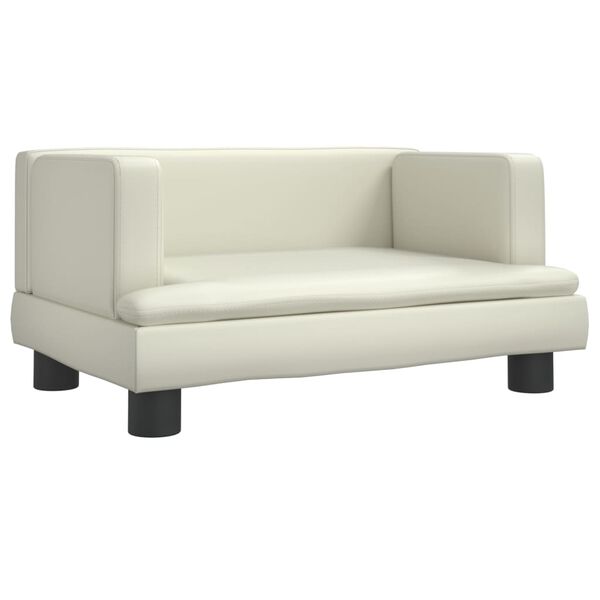 vidaXL Kids Sofa Cream Faux Leather, Solid Pine Wood, Foam Mini Durable