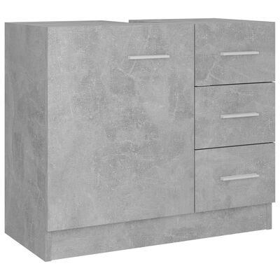 vidaXL Sink Cabinet Concrete Gray 24.8"x11.8"x21.3" Engineered Wood