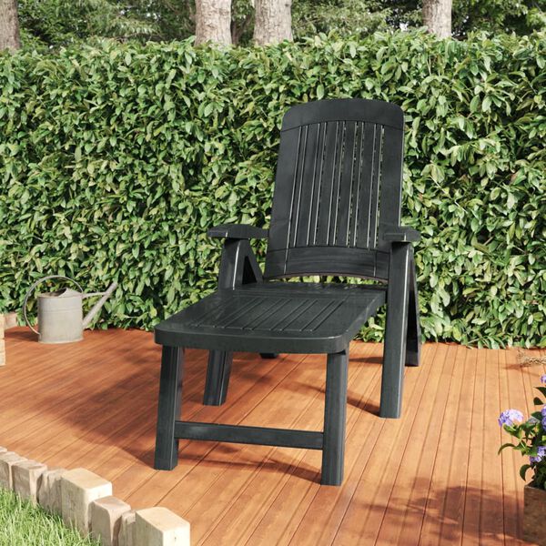 vidaXL Sun Lounger Green Polypropylene Standard Multi-Position Backrest