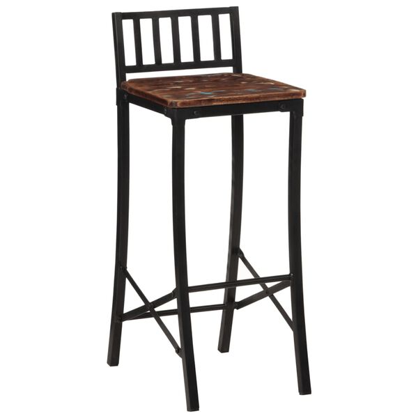 vidaXL Bar Chair Set of 2 Mixed Color Solid Reclaimed Wood Standard