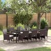 vidaXL Garden Dining Set with Cushion 9 pcs Brown Poly Rattan