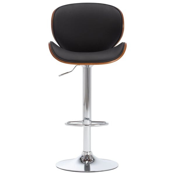 vidaXL Bar Chair Black Faux leather, chrome metal, bent wood Adjustable