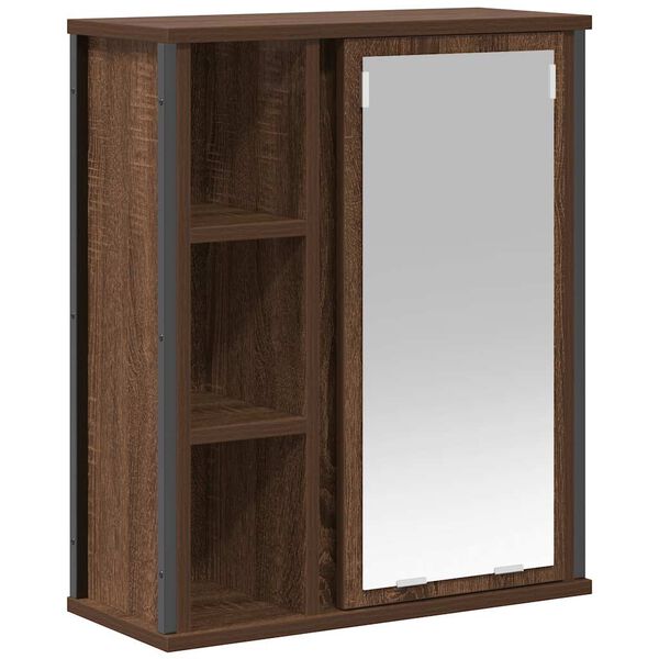 vidaXL Bathroom Wall Cabinet Brown oak Engineered wood, steel Medium