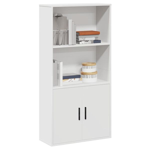 vidaXL Bookcase White Engineered wood Medium Bookcase Rectangular