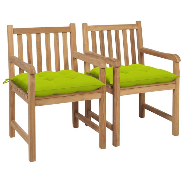 vidaXL Patio Chair Set of 2 Natural wood Solid Teak wood Standard