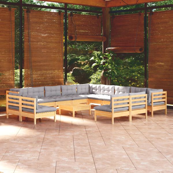 vidaXL Garden Lounge Set Grey Solid pinewood Standard lounge set size