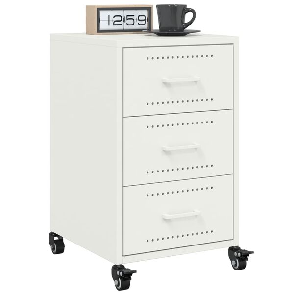 vidaXL Bedside Cabinet White Cold-rolled steel 14.2 x 15.4 x 23.2 in