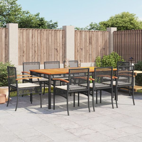 vidaXL Garden Dining Set Black, Cream White
