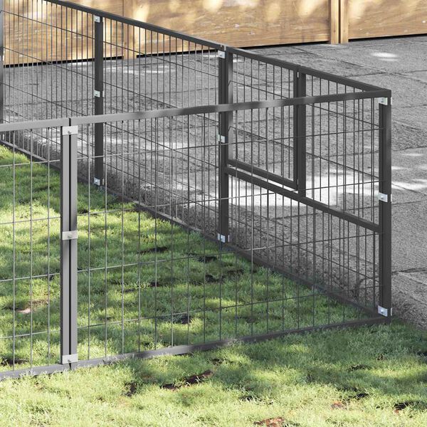 vidaXL Dog Kennel Silver Steel Extra Large Durable Dog Kennel