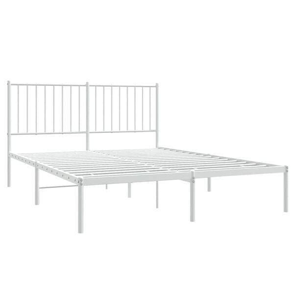 vidaXL Bed Frame White Steel Full Bed Frame Rectangular Durable