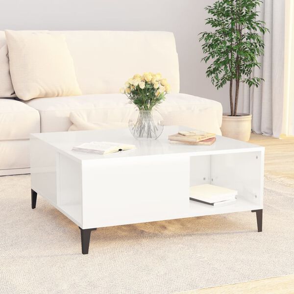 vidaXL Coffee Table High gloss white Engineered wood, metal Coffee Table