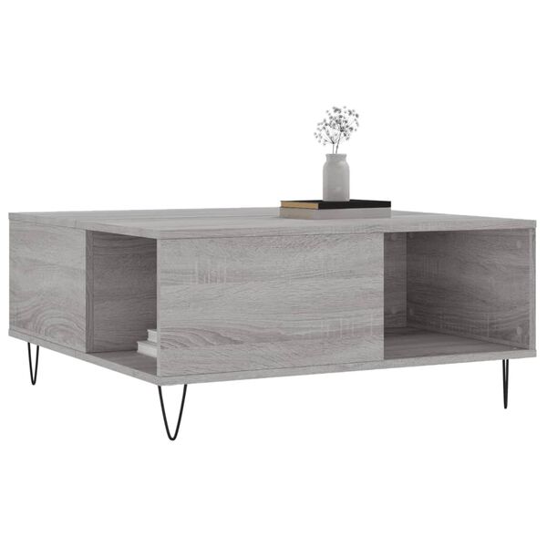 vidaXL Coffee Table Grey sonoma Engineered wood, metal Medium