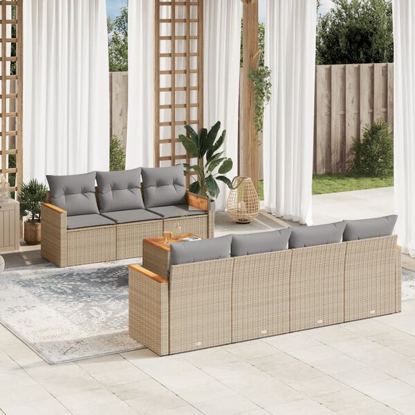 vidaXL Garden Sofa Set Mix beige, Light grey PE Rattan Large Modular
