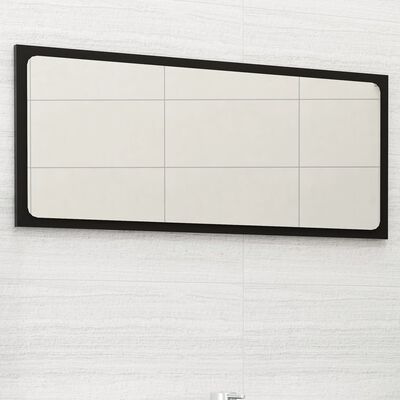 vidaXL Bathroom Mirror Black 31.5"x0.6"x14.6" Engineered Wood