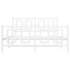vidaXL Bed Frame White Steel Double Bed Frame Rectangular Modern