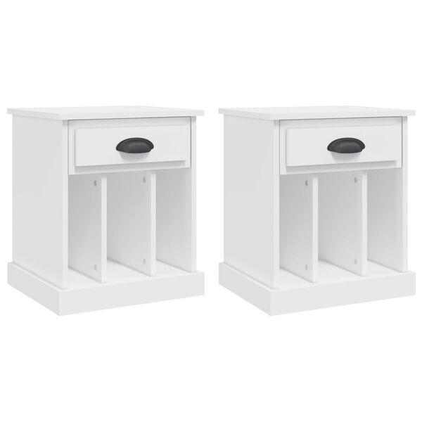 vidaXL Bedside Cabinet Set of 2 White Engineered wood Bedside Cabinet
