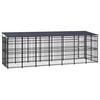 vidaXL Dog Kennel Black Powder-coated steel 139.9 sq ft Dog Kennel