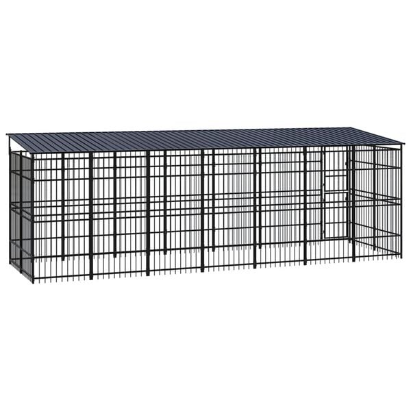 vidaXL Dog Kennel Black Powder-coated steel 139.9 sq ft Dog Kennel